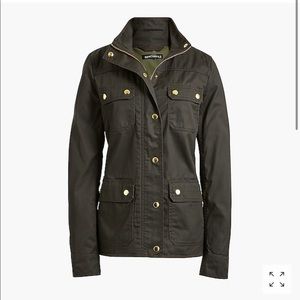J. Crew Resin-Coated Twill Army Green Jacket Sz M